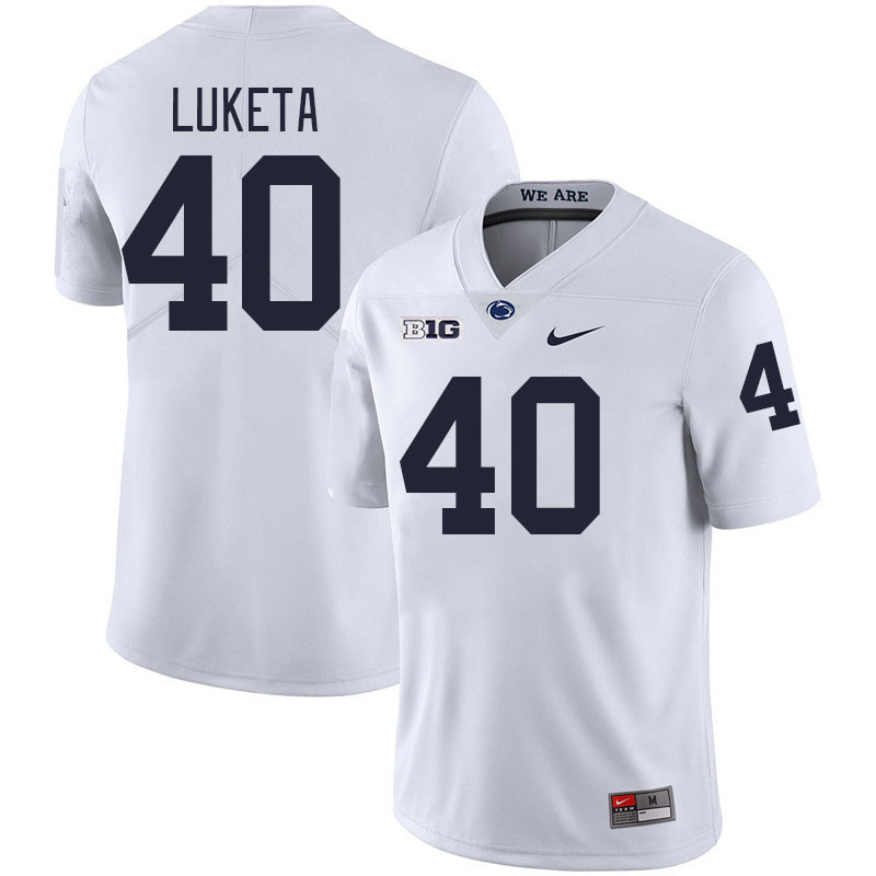 Penn State Nittany Lions #40 Jesse Luketa College Football Jerseys Stitched Sale-White